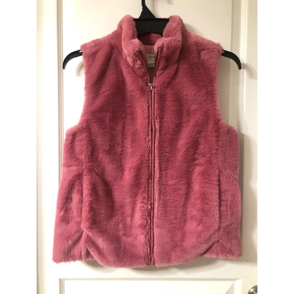 J.Crew Factory Women's Plush Faux Fur Full Zip Vest Size Small S Pink - Picture 5 of 11